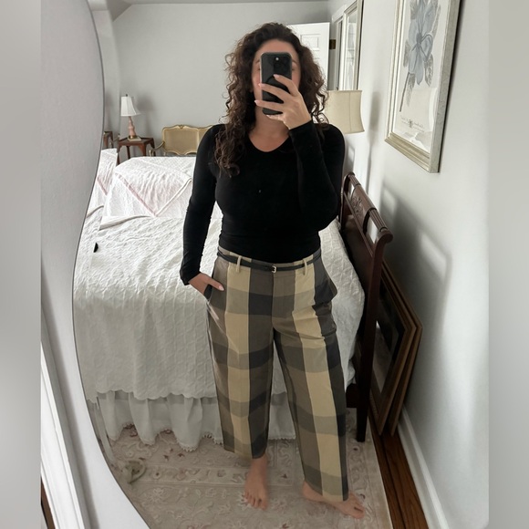 Theory High-Rise Straight Pant in Check Silk-Cotton - Picture 11 of 12